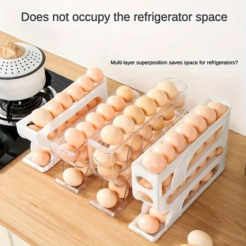 2pcs Large Capacity Automatic Egg Roller Household Four Tier Refrigerator Egg Storage Box Space Saving Kitchen Dedicated
