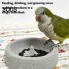 Bird Food Dish Pumice Stone Parrot Bowl, Spill-Proof Water Small Feeding Station Cage Weighted for Lovebirds Conures Indoor Outdoor Feeder