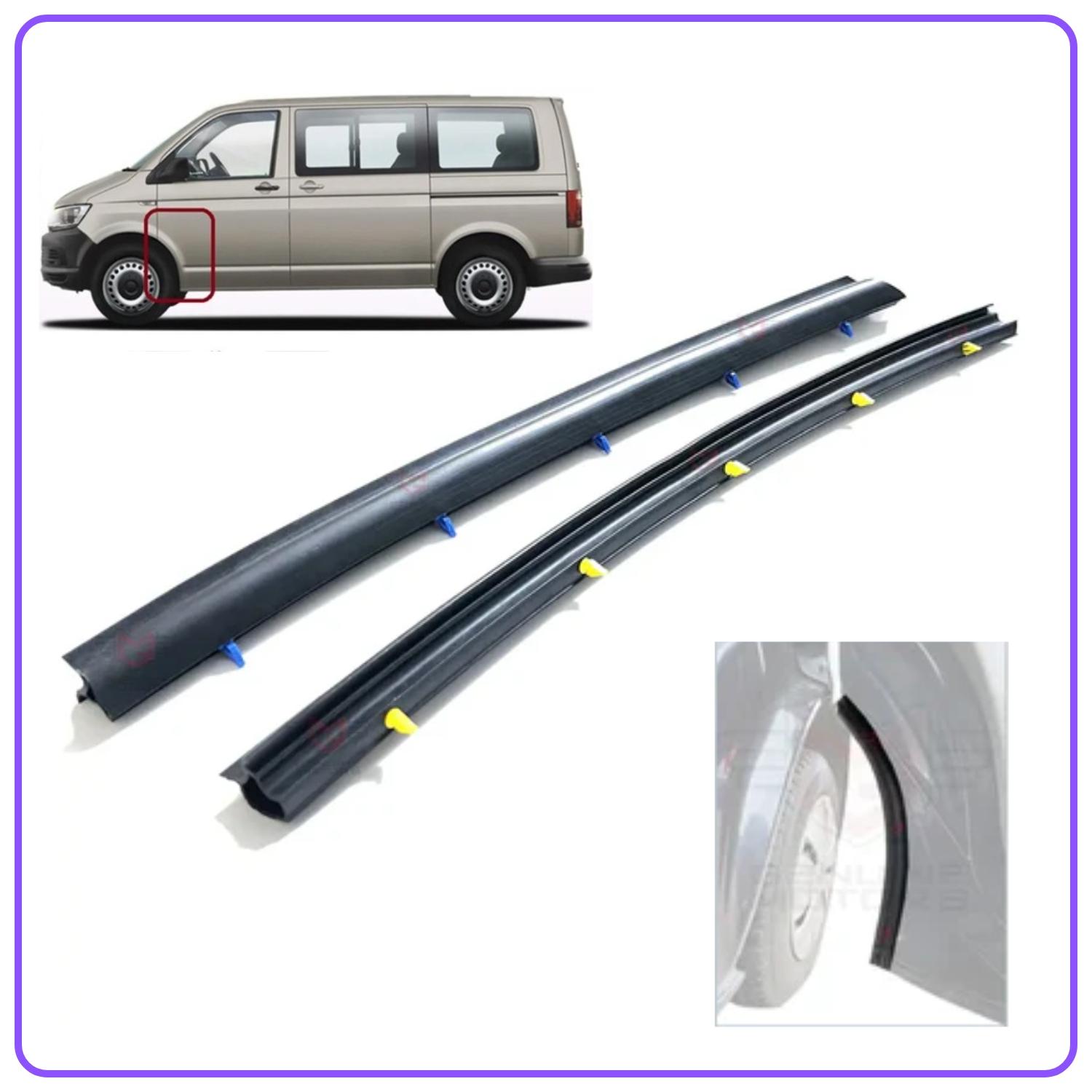 

Front Left & Right Door Wheel Arch Rubber Gasket Seal Set for VW Transporter T5, T6, T6.1 Caravelle Multivan – 2-Pieces with Clips