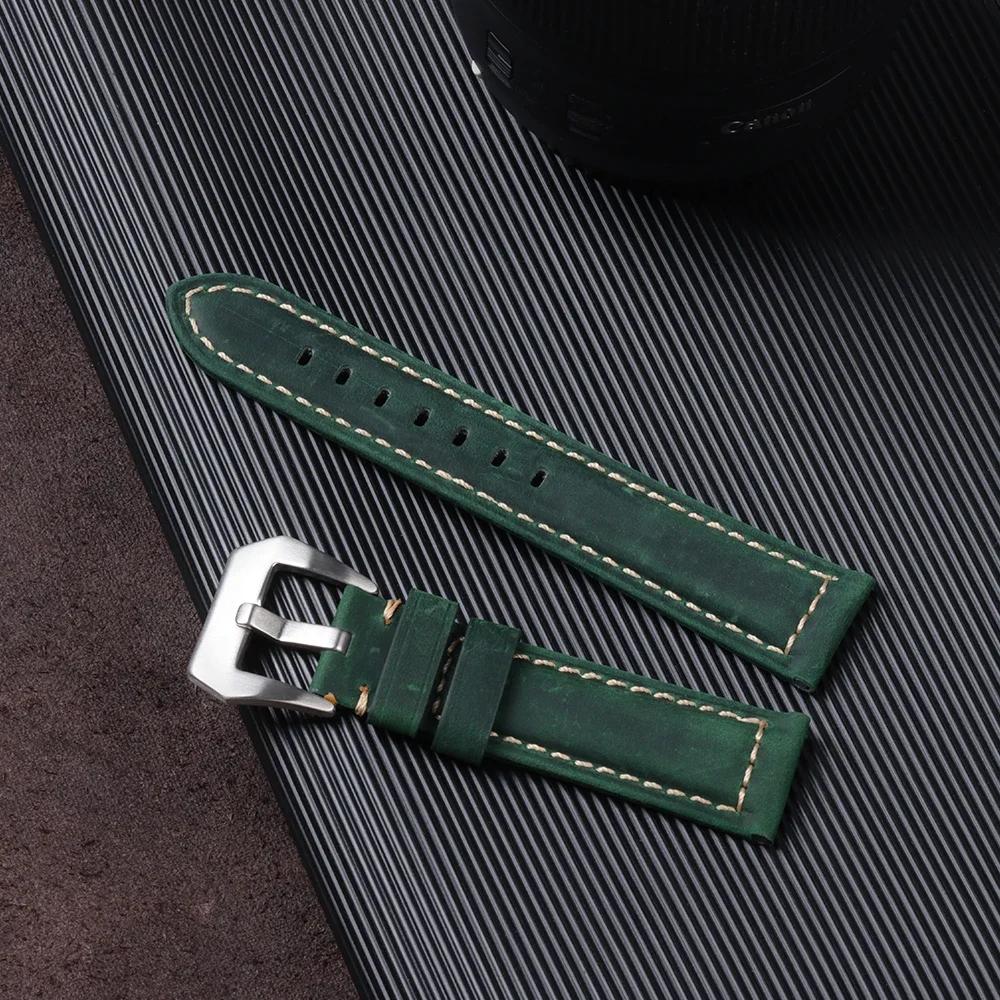 High Quality Genuine Calfskin Watch Strap 20mm 22mm 24mm 26mm Watch Band Vintage Soft Cowhide Leather Wristband Matte Bracelet