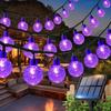 Solar Powered Outdoor String Lights with Crystal Globe Bulbs for Camping Patio Garden Decoration Waterproof LED Lighting