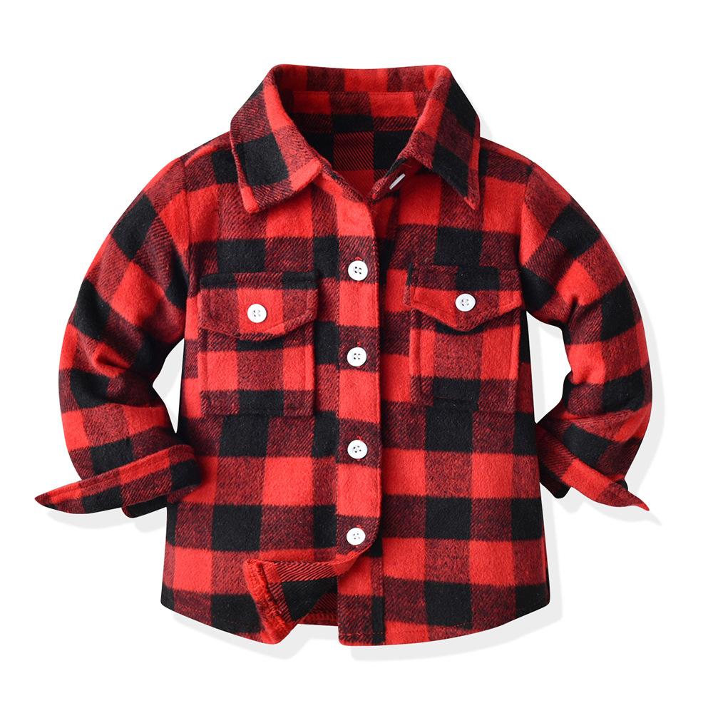 Kinder Baby Plaid Shirt Jacke Casual Revers Langarm Button Up Cardigan Jacke Mantel für Jungen