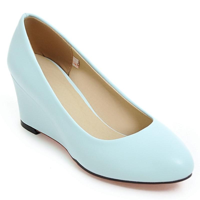 

Классические женские туфли на танкетке, модные розовые, черные, белые, синие танкетки, праздничные, свадебные, офисные туфли, женские туфли-лодочки, весна 2025 39 небесно-голубой