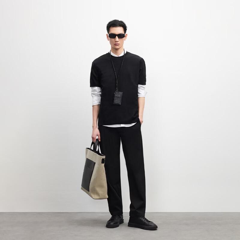 Jack & Jones Men's Jacquard Ribbed Crew Neck T-Shirt