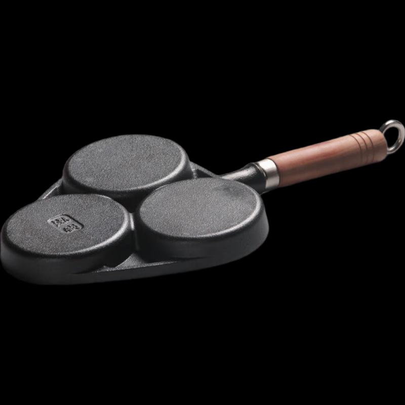 ZISIZ Cast Iron 3-Cavity Frying Pan