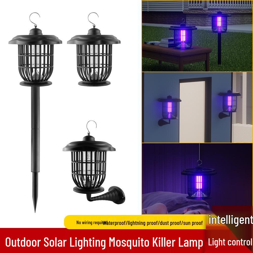 Solar Waterproof Outdoor Mosquito Killer Lamp – Electric Fly Catcher and Insect Repellent for Home and Garden Use