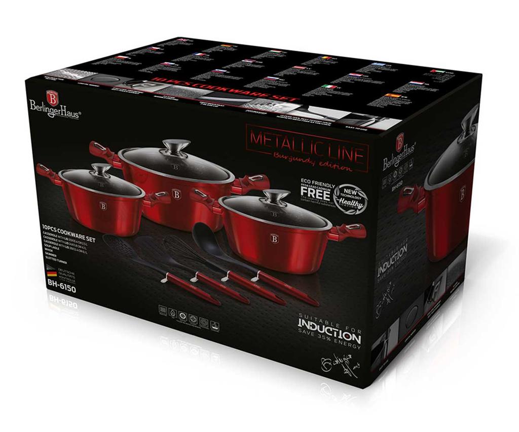 BERLINGERHAUS BH-6150 BURGUNDY COOKWARE SET