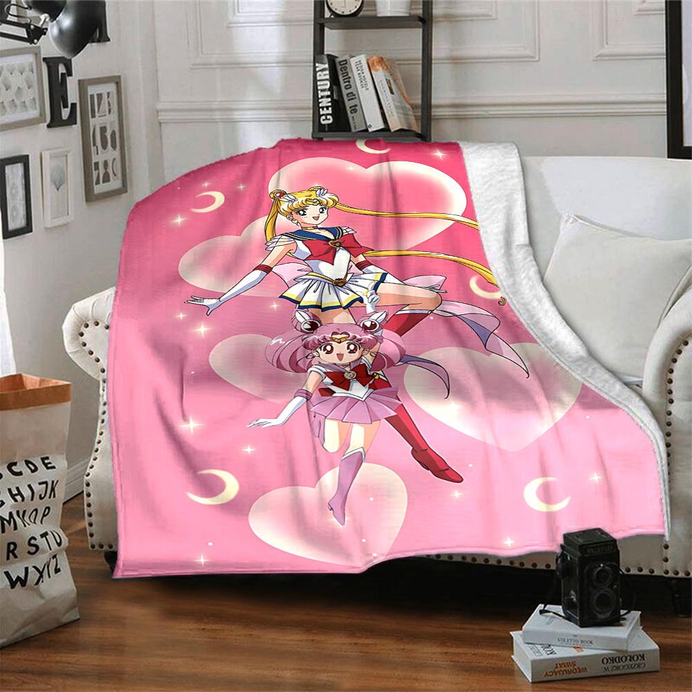 1pc Sailor Moon Flannel Blanket [Cozy Throw Blanket] For Sofa, Bed, Travel, Camping, Livingroom, Office, Couch, Chair, And Bed