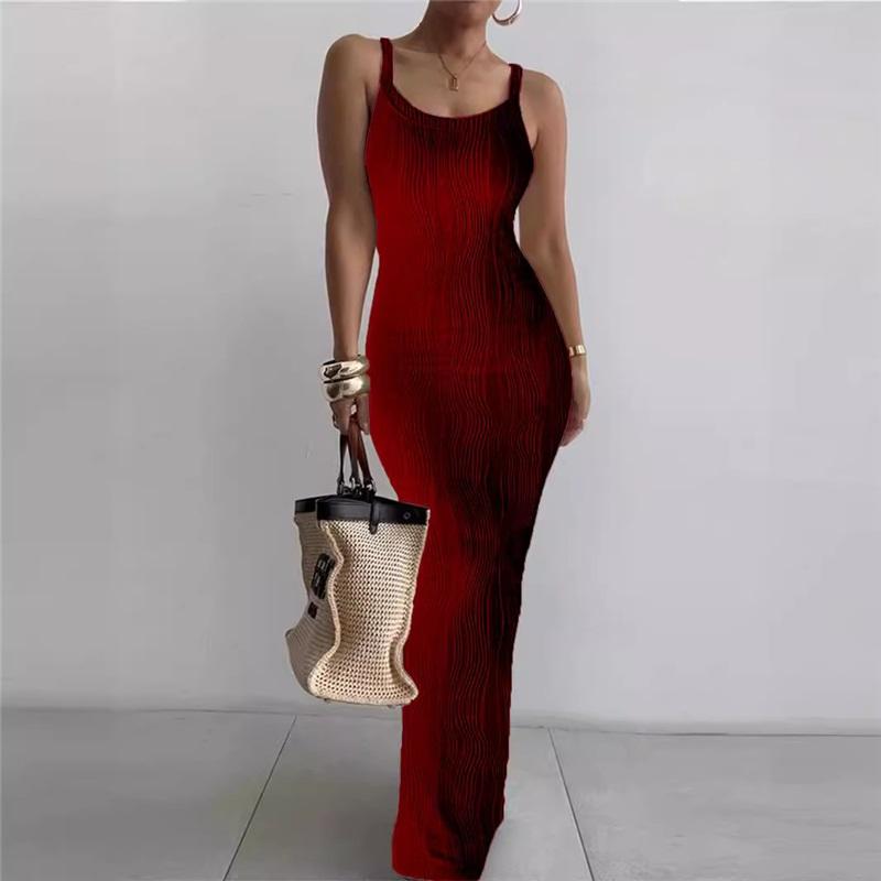Women's Tight-fitting Dress Sleeveless Solid Color Temperament Dress Long Skirt