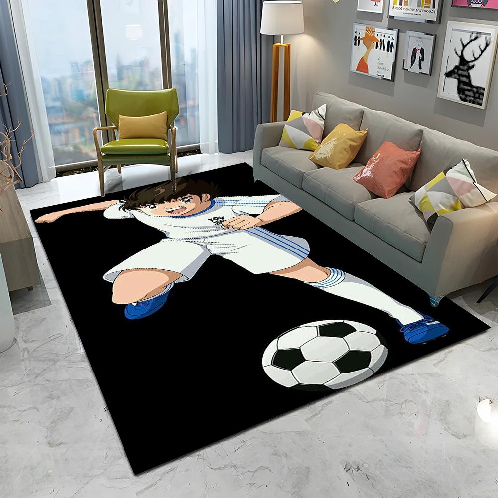 Anime Captain Tsubasa Fußball Cartoon Teppich für Zuhause Wohnzimmer Schlafzimmer Sofa Fußmatte Dekor, Kinder Teppich Rutschfeste Bodenmatte