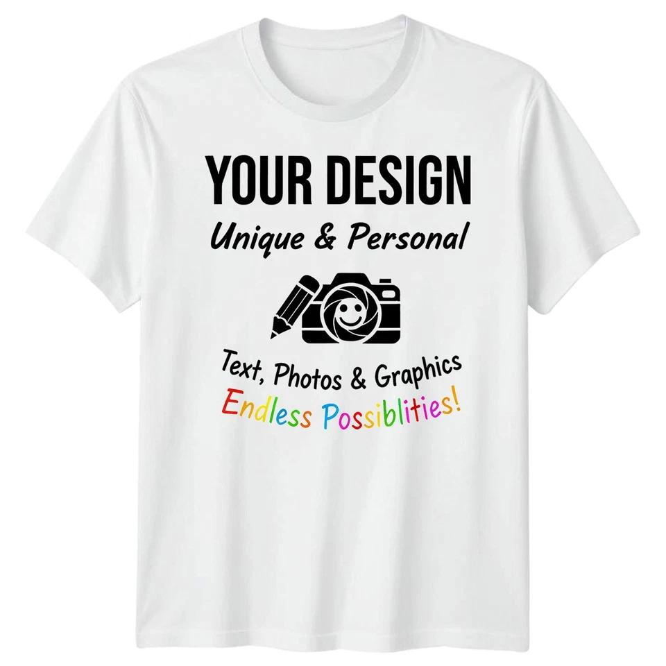 Personalised T Shirts Mens Womens Kids UK Any Text And Photo Custom Design Tee 3 2XL