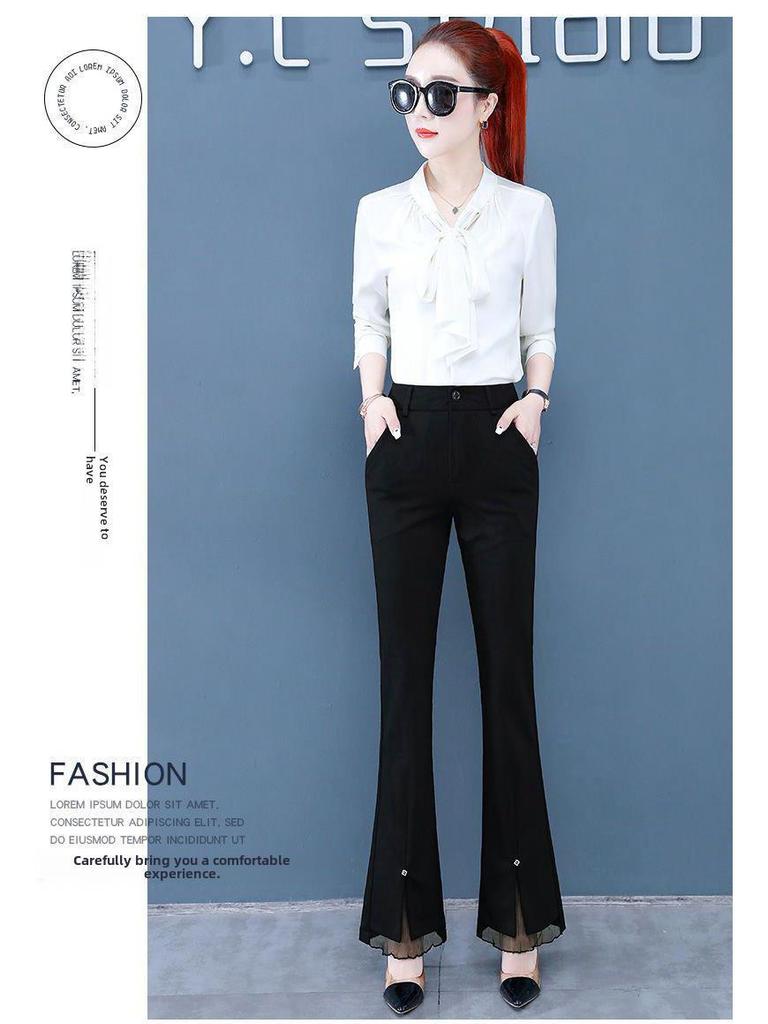 Specht Damen Schlaghose mit hohem Bund und Schlitz - Fleecegefüttert, Petite, Freizeitanzug, Schwarz für Frühling & Herbst