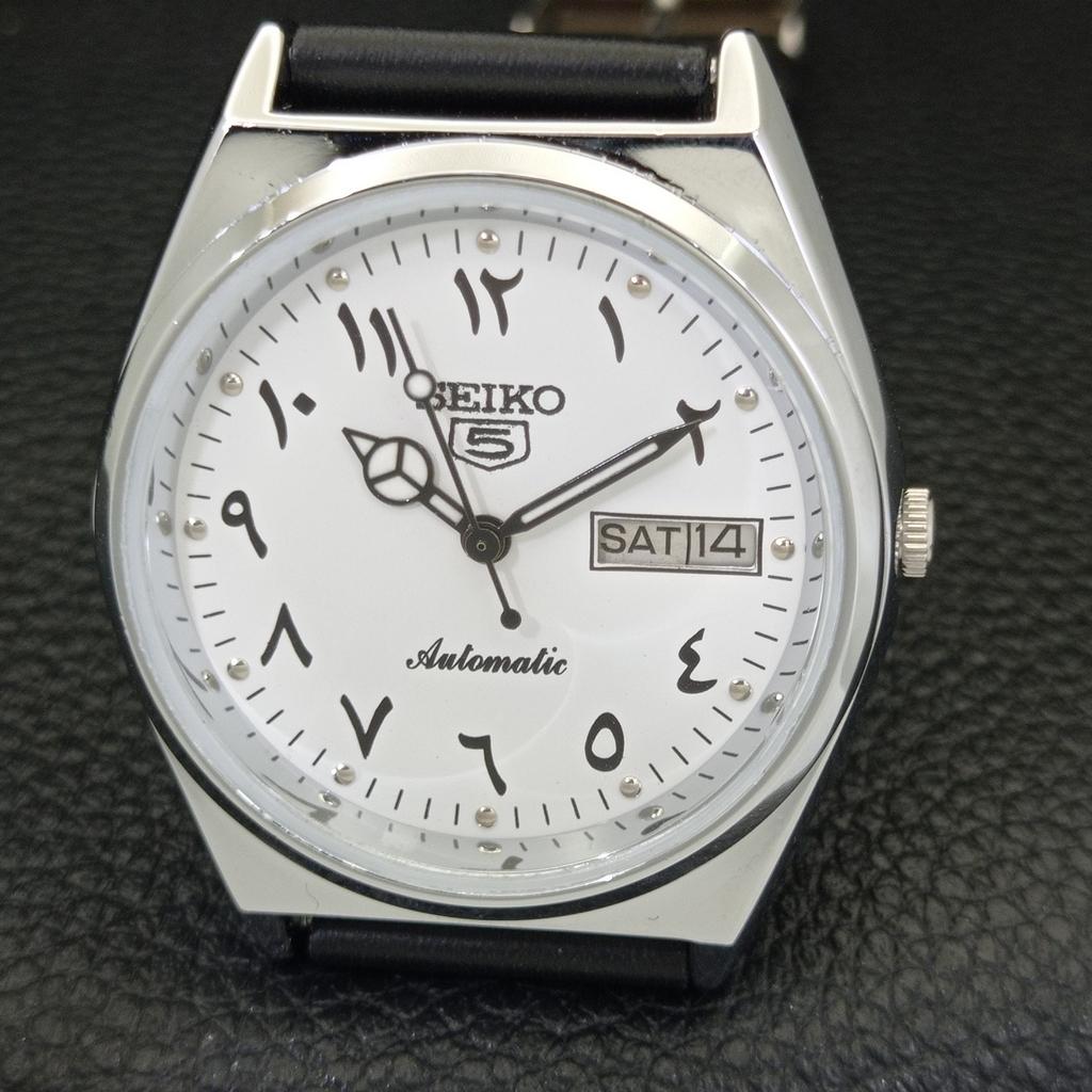 AUTOMATIC VINTAGE REFURBISHED SEIKO 5 JAPAN 6309A MENS WHITE WATCH a441380-5
