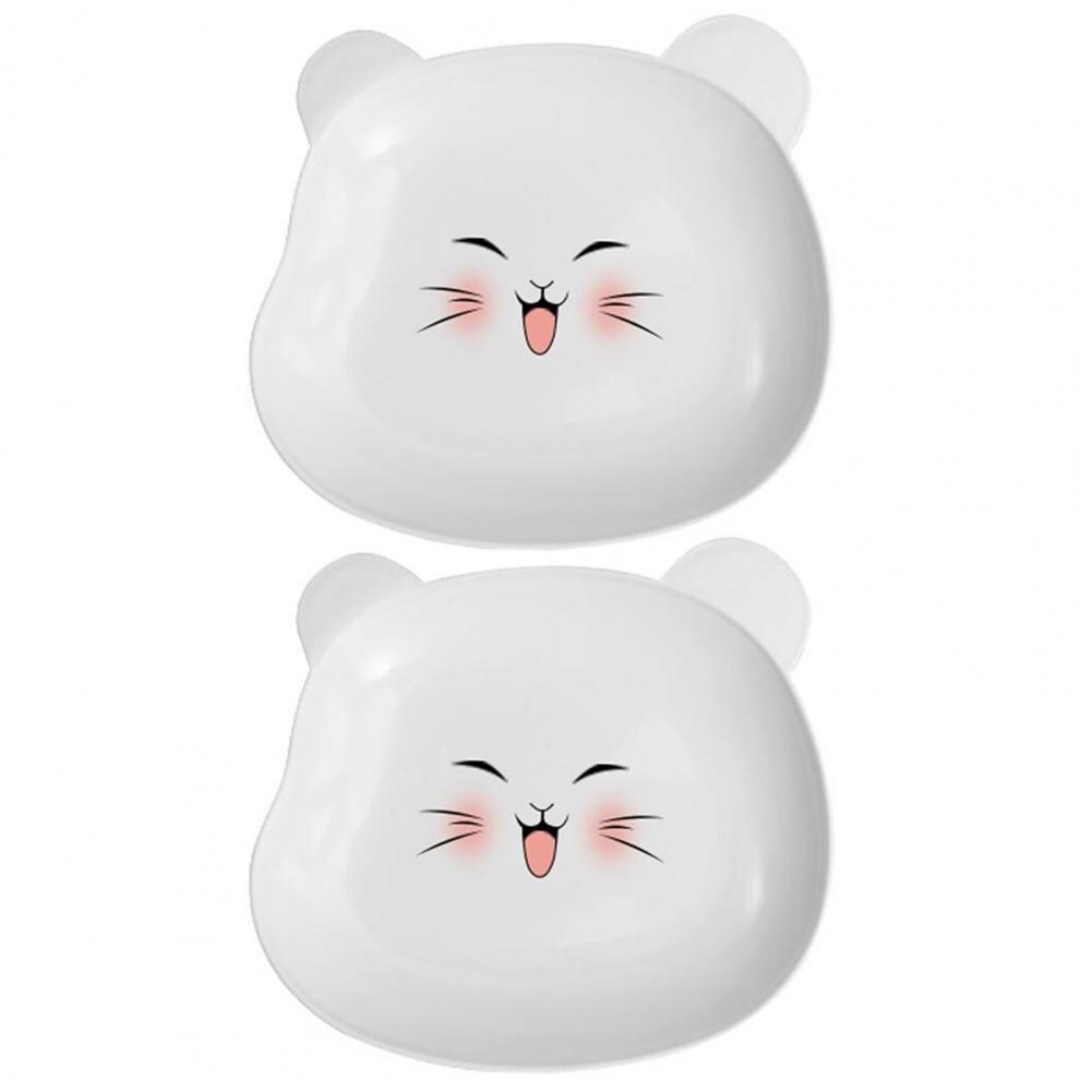 Sauce Dish Plates Dinnerware 2Pcs Snack Plate Easy To Clean Plastic Cartoon Bear Shape Kitchen Gadget