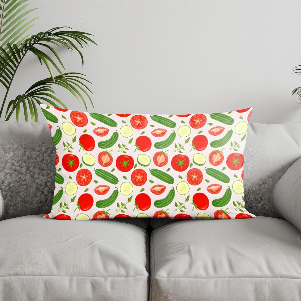 Home Decor Fresh Vegetable Pattern Cushion Suitable For Sofa Bedroom Car Pillow Cover Cushion Rectangular Back Cushion