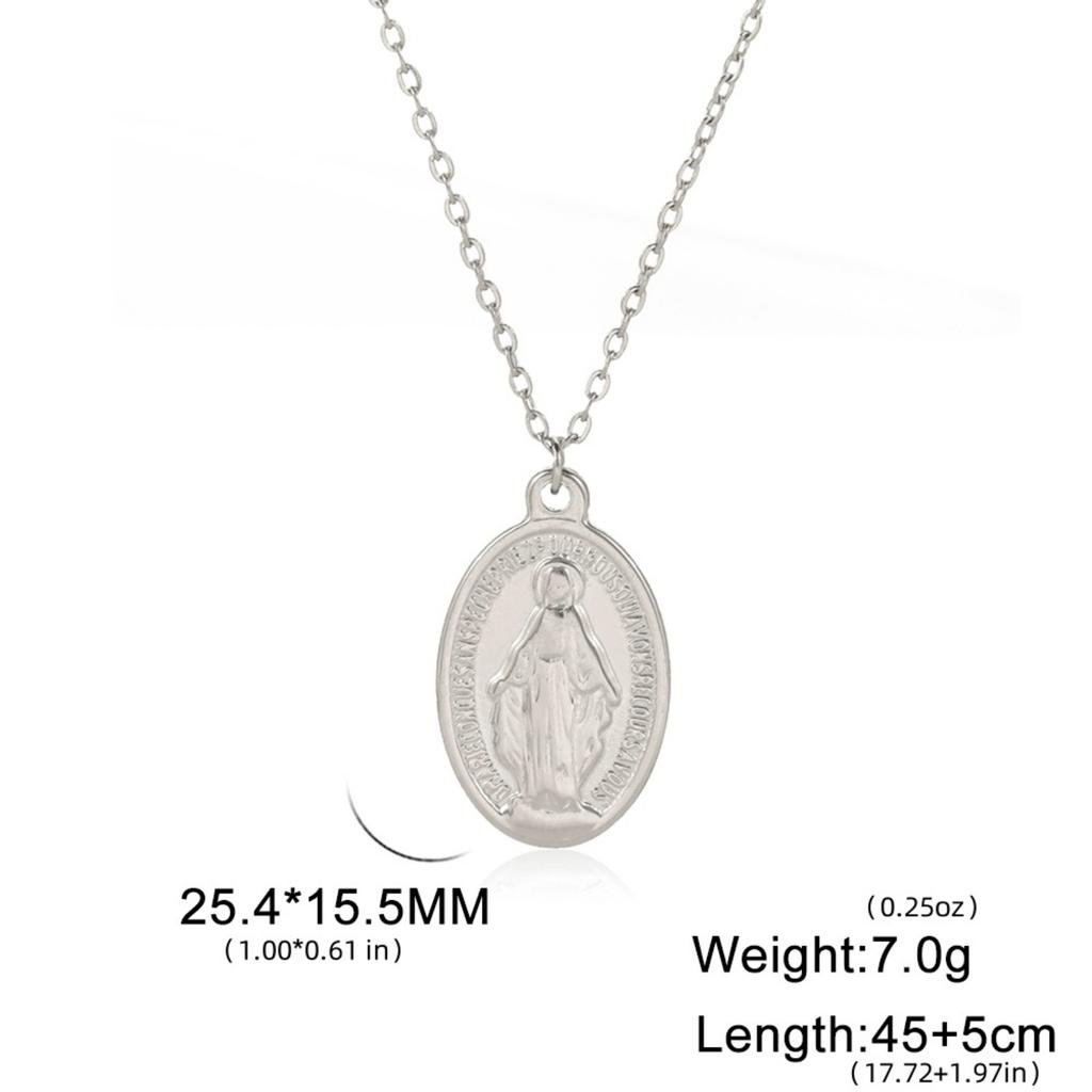 1PC Oval Shaped Necklace, Queen Coin Necklace, Stainless Steel Retro Talisman, Jewelry Accessories, Gifts