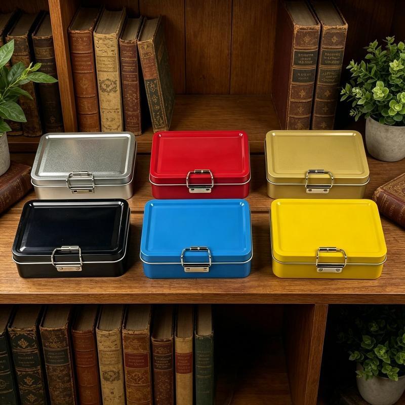 Flip Cover Buckle Metal Tin Box Solid Color Sealed Dustproof Storage Container for Small Fishing Accessories Craft DIY Materials