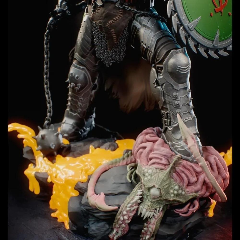 Maßstab 1/24 Höhe 80mm Harzfigur Doom Krieger Dämonenschlächter Modellbausatz Unmontiert und Ungemalt 3D-Druck Spielzeug 1280