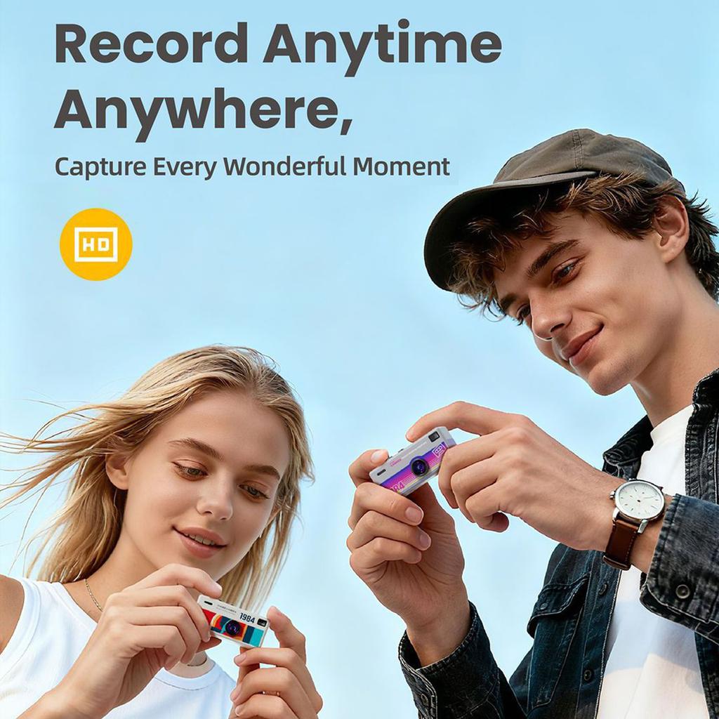 Retro Mini Keychain Thumb Camera 1080P HD Video Recorder Built-in Flash Auto Focus 0.96 Inch TFT Screen Portable Digital Camera