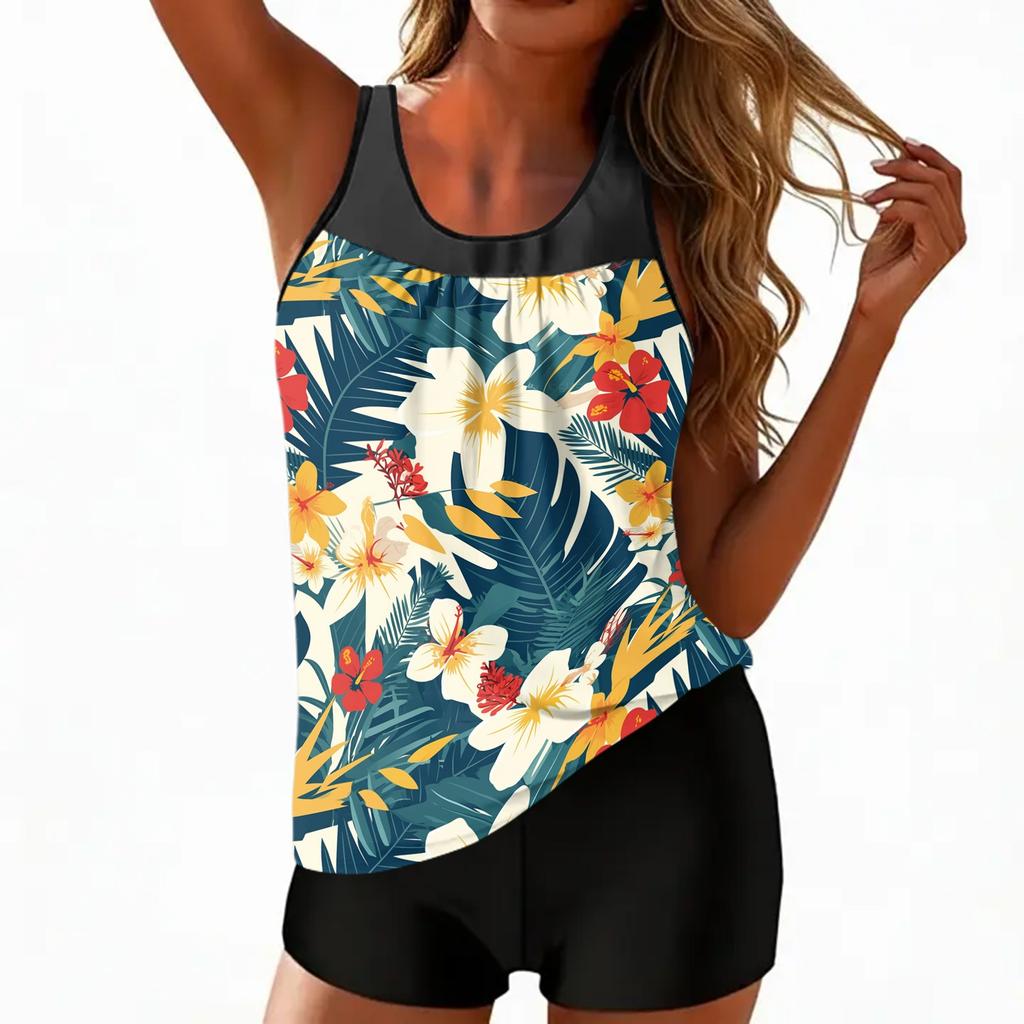 Women's Bohemian Print Split Swimsuit Sport Swimsuit