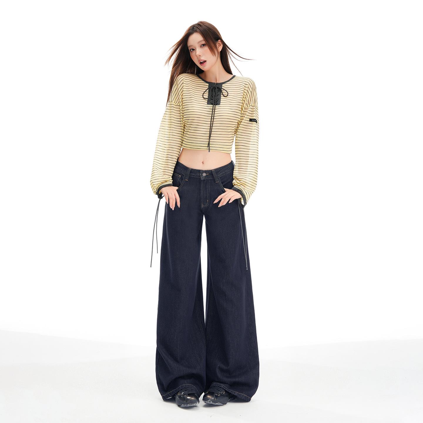 Women s American Retro Slimming Wide-Leg Denim Jeans - Autumn Style Extra Small