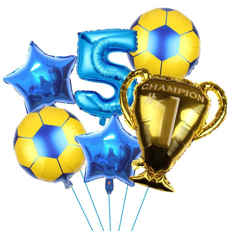 32-inch Digital Football 6-piece Aluminum Film Balloons Set - Birthday Party Gift - World Cup Football Balloons