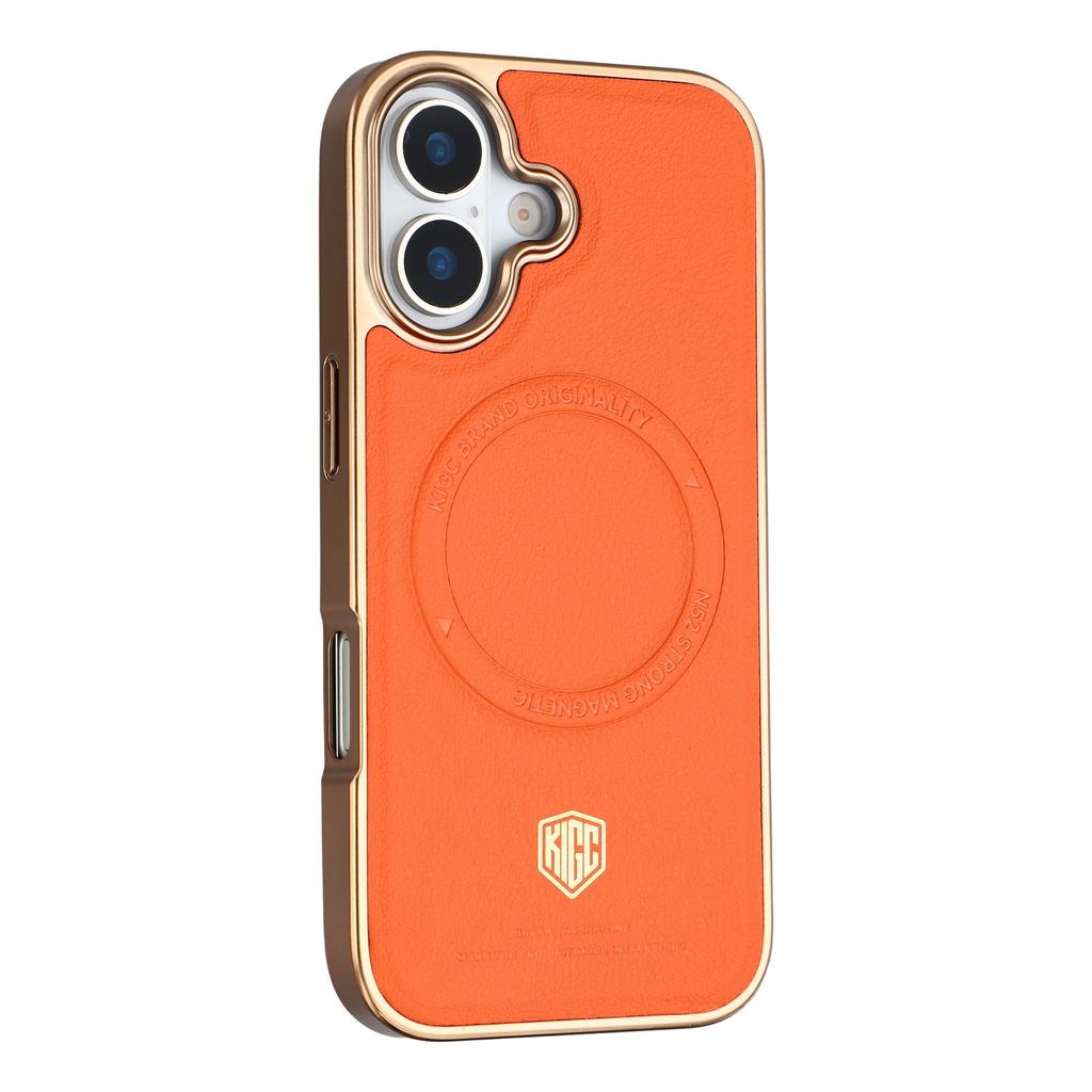 KIGC For iPhone 17 Case Compatible with MagSafe PC + TPU + PU Electroplating Phone Cover