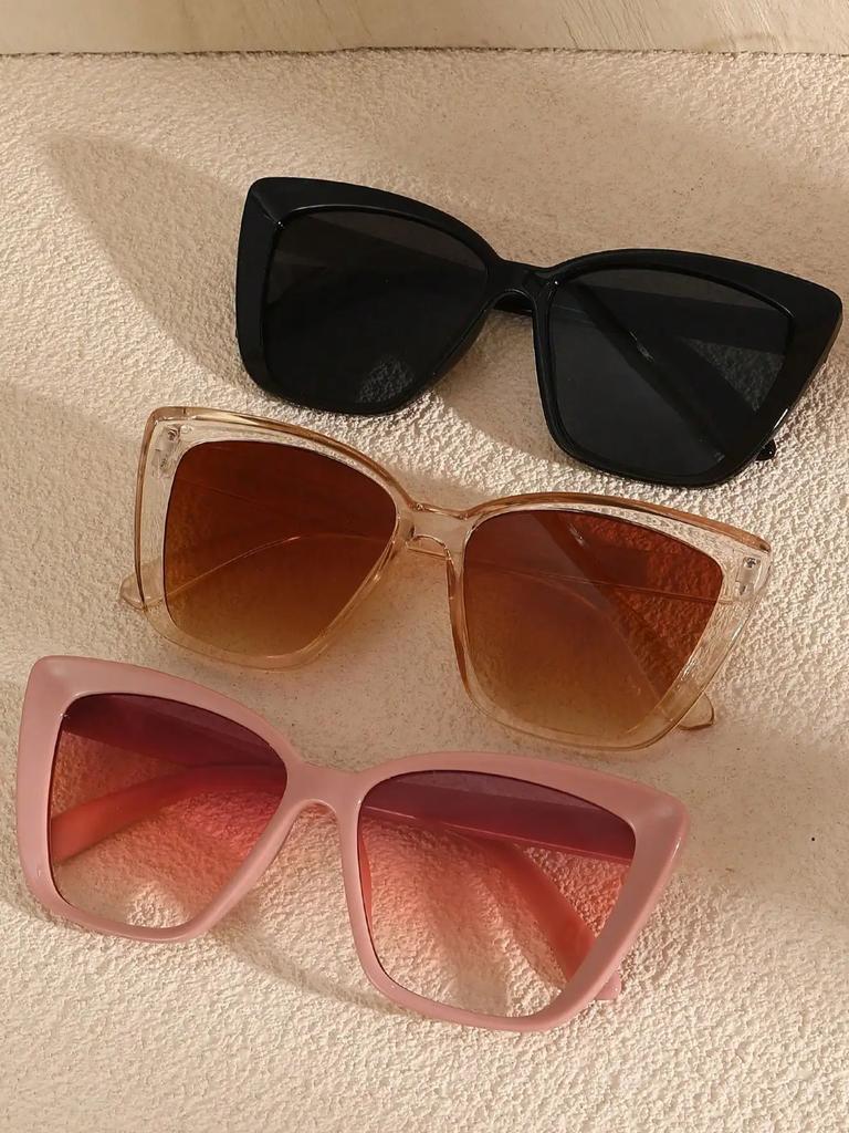 3PCS Plastic Fashion Cat Eye Frame Women Sunglasses For Daily Life Men Eyewear Vacation Outfits Rave Party Accessories.