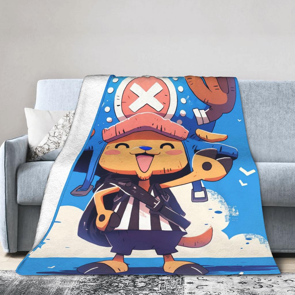 One Piece Tony Tony Chopper Anime Deken Flanel Herfst/Winter Draagbare Zachte Worpdeken voor Thuis Bank Sprei