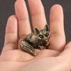 Classical Metal Foxes Miniature Figurine Antique Decorative Animal Statue Study Room Accent Home Office Tabletop Display