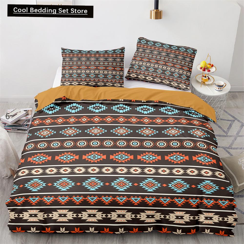Boho Tribal King Queen Duvet Cover Bohemian Symbol Style Bedding Set Exotic Ethnic Customs Quilt Cover Polyester Comforter Cover