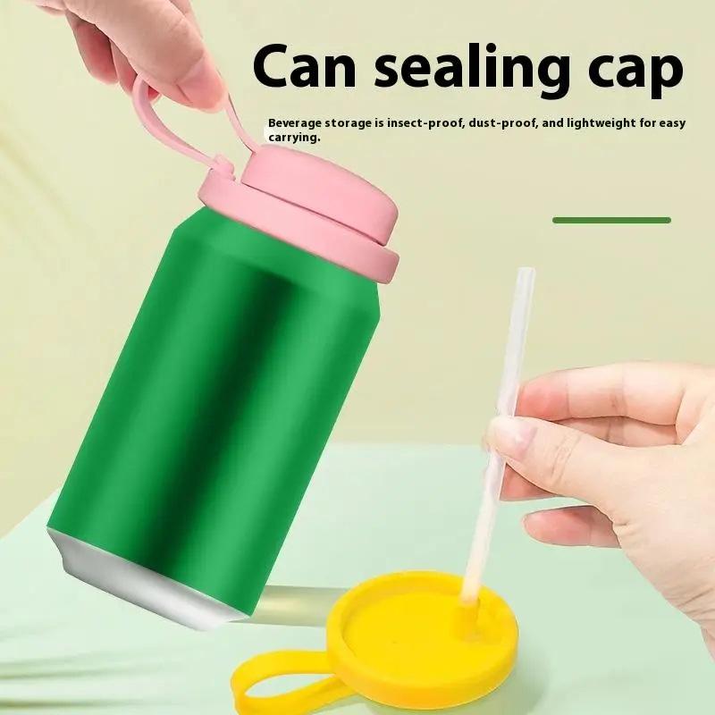 Iron Can Soda Cola Silicone Lid Leak Proof Portable Sealing Silicone Lid Easy To Pull Can Lid, Beer Bottle Cap Kitchenware