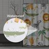 Shower Curtain Safari Animals With Cute Hippo Crocodile Lion Elephant And Giraffe In Childish Style Waterproof Polyester Fabric