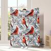 1PC Christmas Digital Print Blanket, Fashionable Design, Summer Red Bird Pattern Flannel Blanket – Room Decor Throw for Bedroom