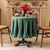 Solid Color Ruffled Tablecloth Cotton Blend Rustic Tablecloth Rectangular Square Table Cover for Farmhouse Home