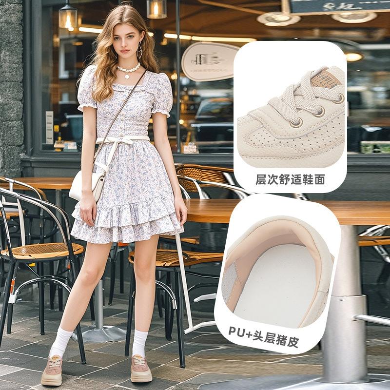 Kleine Größe 34 große Größe 41 Leder kleine weiße Schuhe Damen 2025 Herbst und Sommer neu ethnischer Stil Retro Einzel Damen Freizeitschuhe