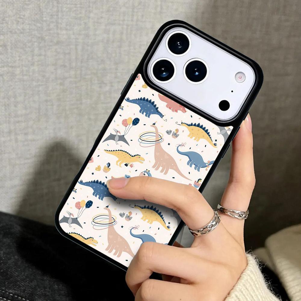 Capa Case for iPhone 17 Air 16 Pro Max 15 Plus 11 13 Mini 14 12 Back Phone Cover Fun Dinosaur Pattern Dino soft