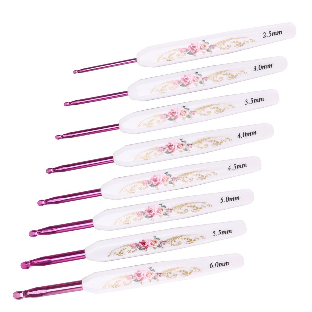 Crochet Hooks 8 Pcs Soft NonSlip Good Grip Knitting Needles Set with Mark for Weaving Home