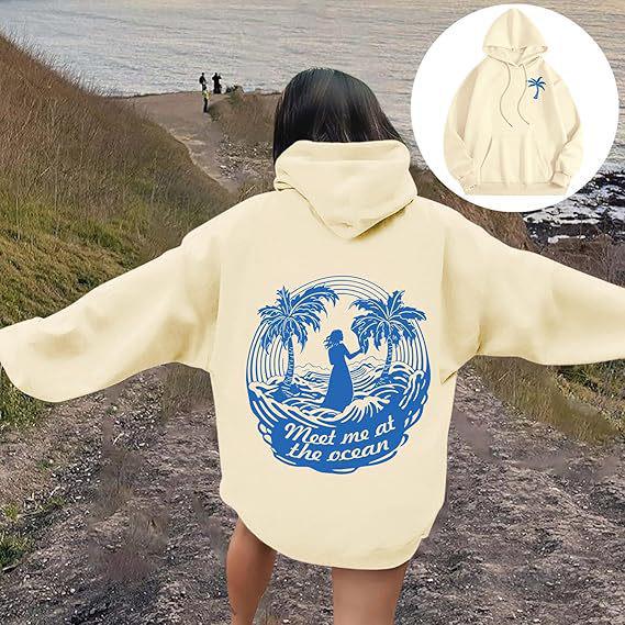 Women's 2025 College Style Cute Hooded Sweatshirt, Long Sleeve Drawstring Pullover with Pocket
