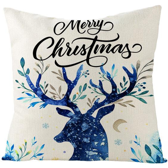 

Blue Plaid Christmas Pillow Cover Truck Elk Home Pillow Pillow Cover 45 * 45Cm without pillow core