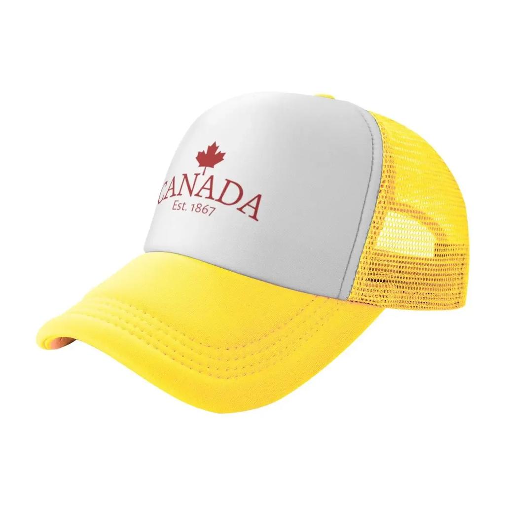 Red Canada Est. 1867 Small Maple Leaf Travel Mesh Baseball Caps Women Men Camping Female Beach Bucket Hat Trucker Cap