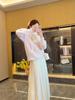Korean 3D Flower Ribbon Sweater - Women's Autumn/Winter Fluffy Round Neck Knit Pullover