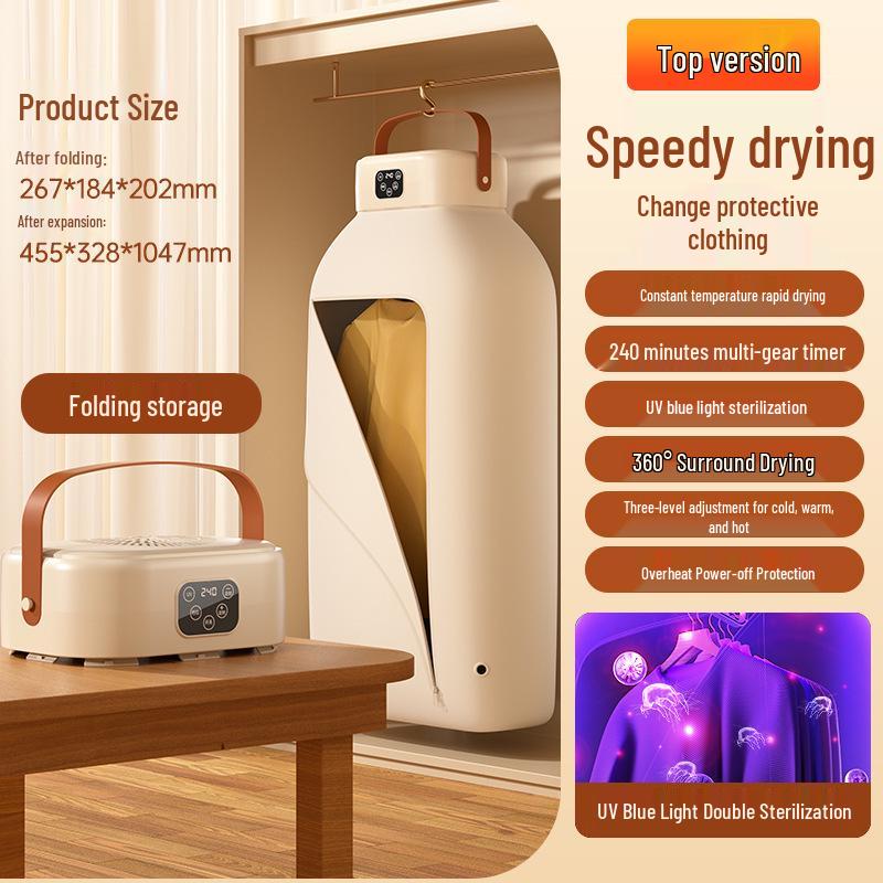 2025 Portable Travel Clothes Dryer with Washable Fan Timer for Cross-Border Use