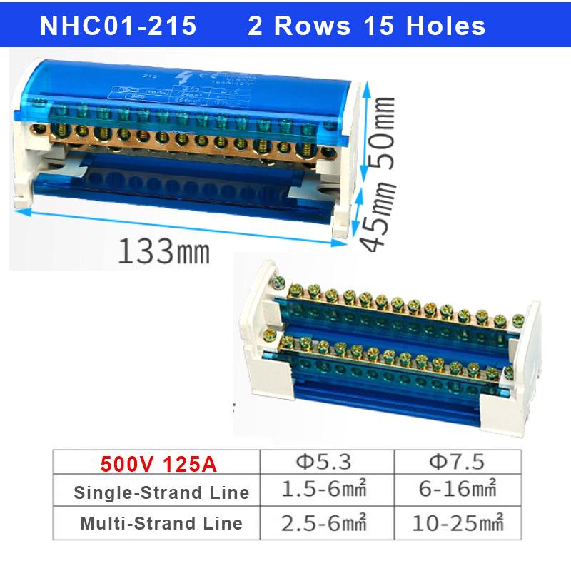 1PCS Junction Modular Screw Universal Wire Electrical Connector Din Rail Terminal Block Power Distribution Box NHC01 Series