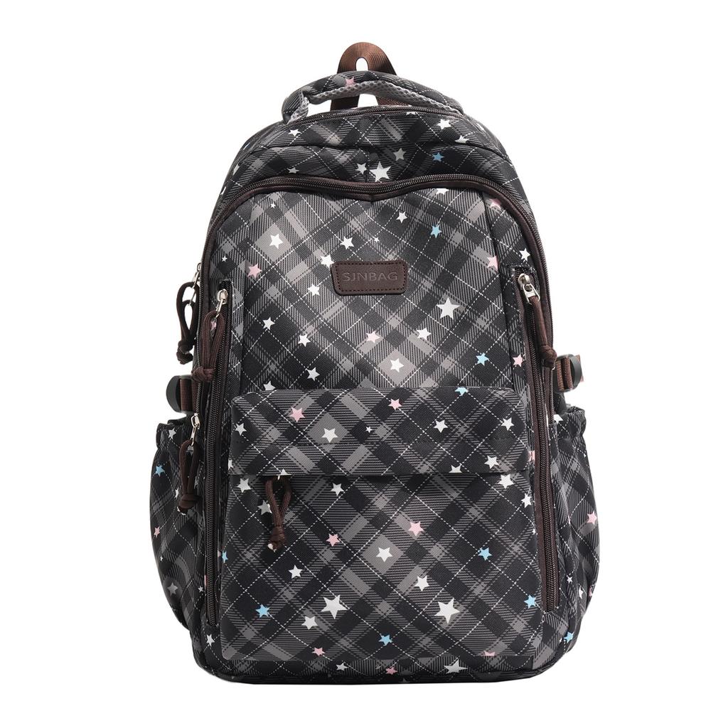 Schoolbag light blue bubble star grid diffuse schoolbag student party sea salt sweet cool wind travel to school daily leisure backpack