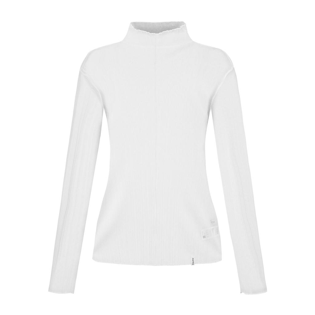 MARTINE GOLF Long-Sleeve High Neck Crinkle T-Shirt_Off-White