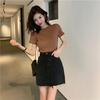 Women's Crew Neck Short Sleeve Crop T-Shirt Slim Fit Candy Color Solid Polyester Cropped Top Multi Color Y2K Summer Casual Tee