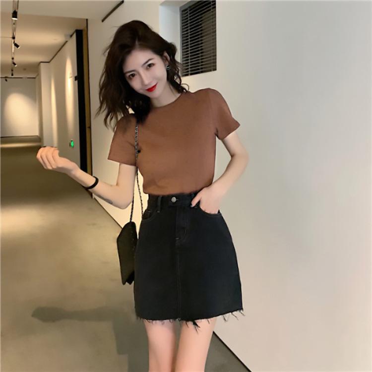 Women's Crew Neck Short Sleeve Crop T-Shirt Slim Fit Candy Color Solid Polyester Cropped Top Multi Color Y2K Summer Casual Tee