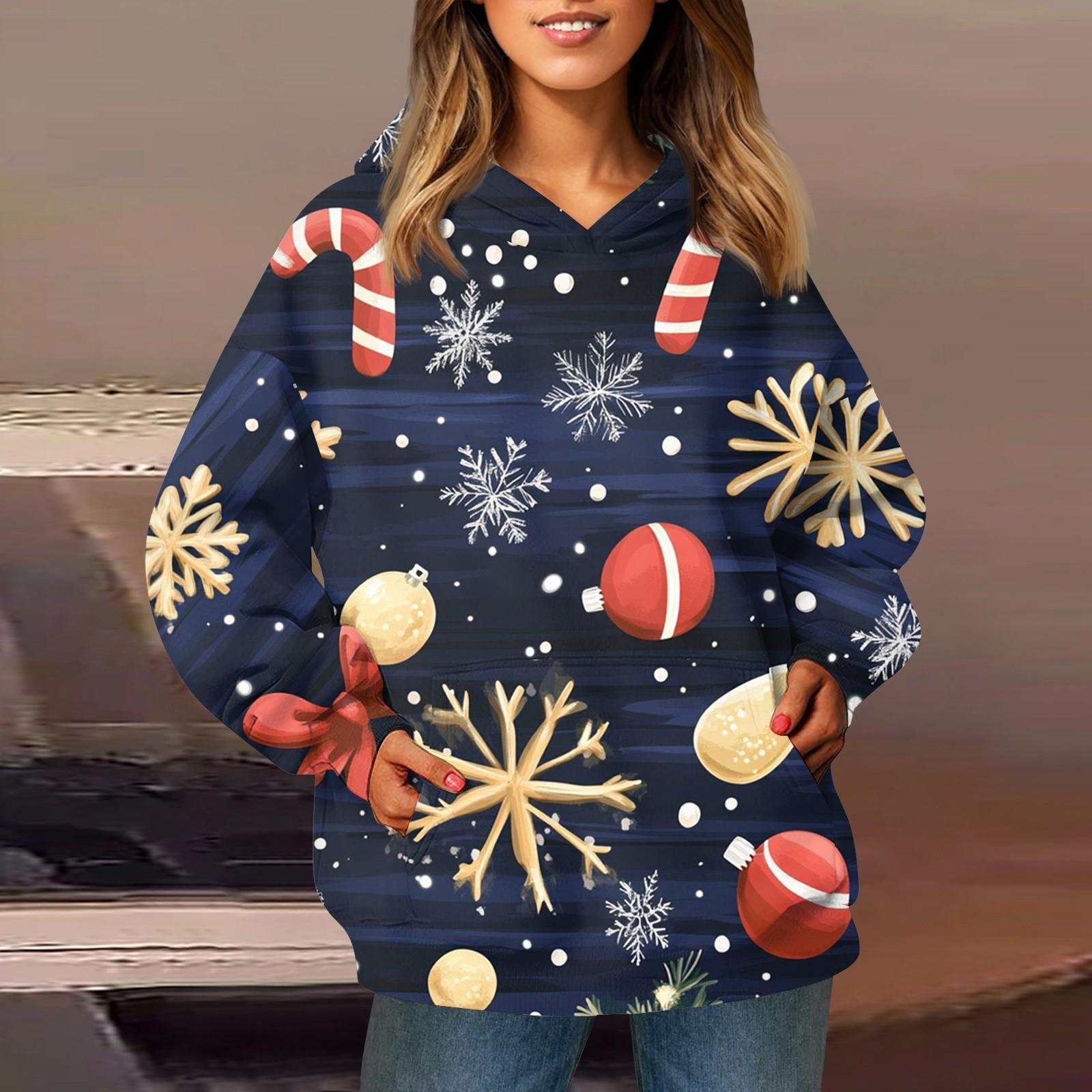 

Женская модная толстовка с длинным рукавом, рождественский принт «Снеговик», «Снежинка», с капюшоном и карманом XL