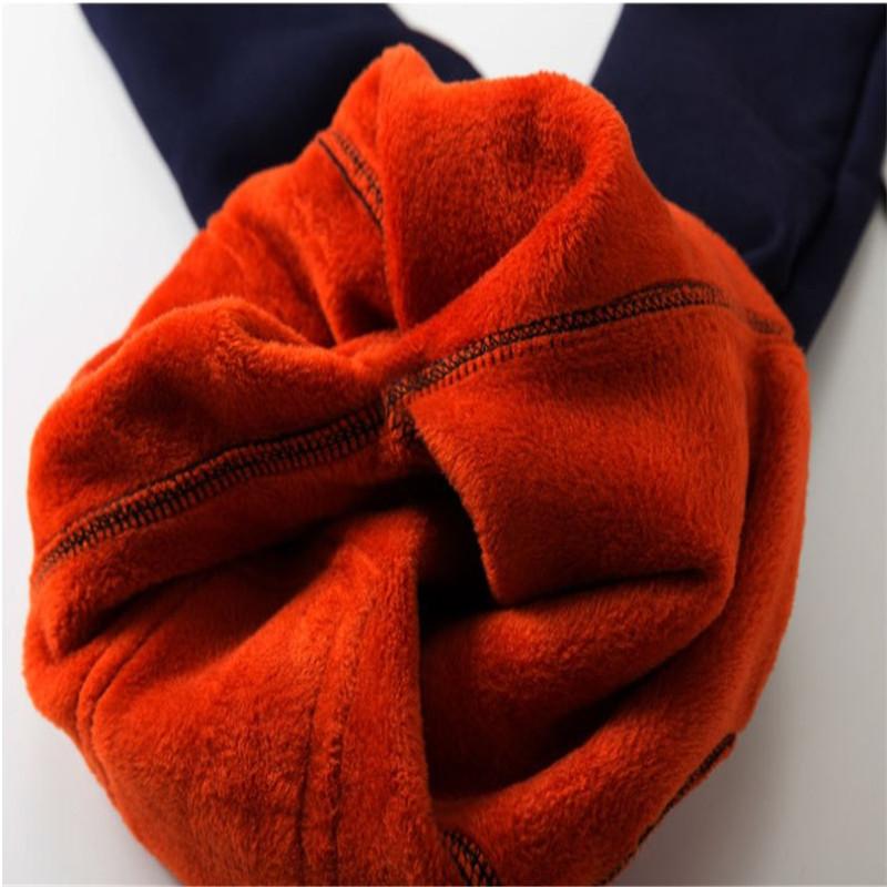 Girls Winter Children Plus Velvet Trousers Thick Warm Solid Color Pencil Pants